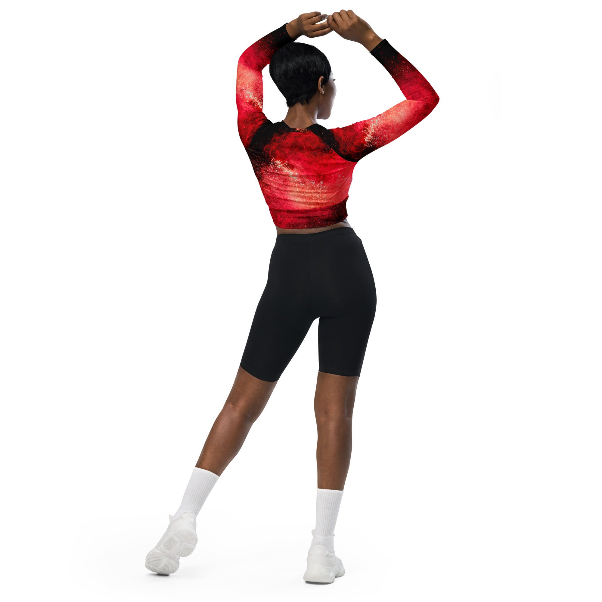 Christmas Party Cropped Top. Long Sleeved Christmas Colors Streetwear or Activewear. WickedYo.